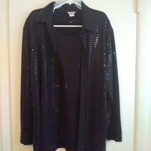 BLACK SHIMMER BLOUSE SET